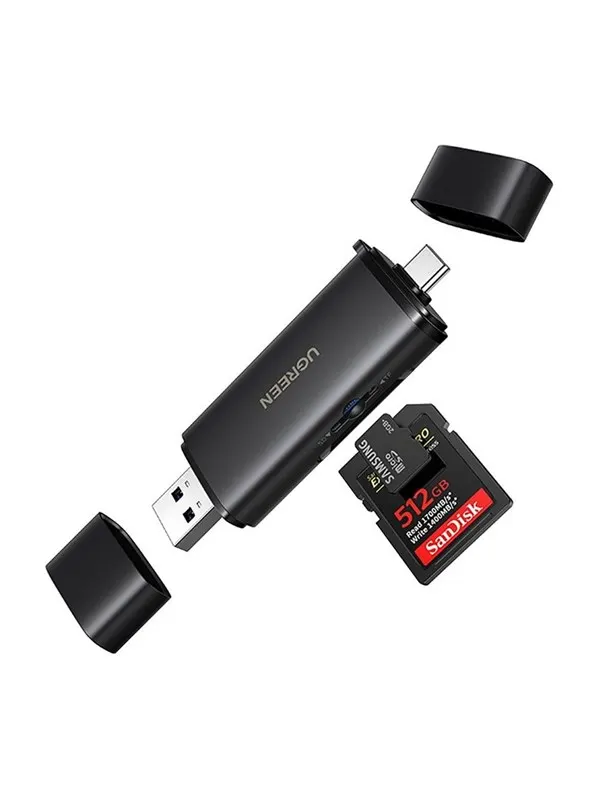 UGREEN 2in1 USB-C / USB-A SD 4.0 UHS-II Card Reader - Black