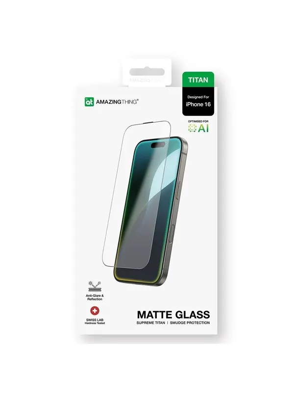 AmazingThing Titan Matte Glass tempered glass for iPhone 16