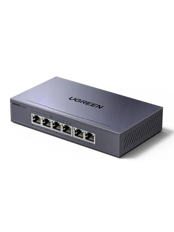 UGREEN 6-Port 1Gb/s PoE Ethernet Switch (4x PoE+ 2x uplink) - Gray