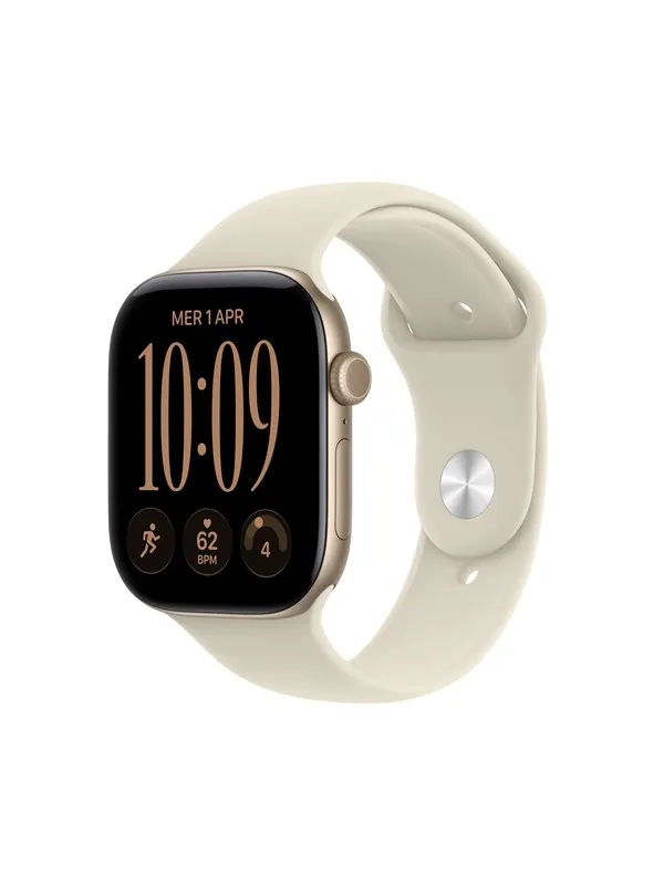 Apple Watch Series 12 GPS 46mm Light Gold Aluminium Case with Sand Sport Band - M/L