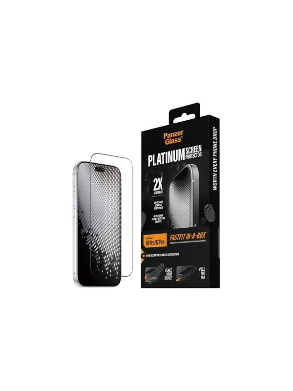 PanzerGlass Platinum Screen Protector Apple iPhone 18 Pro | 17 Pro w. FASTFIT IN-A-BOX