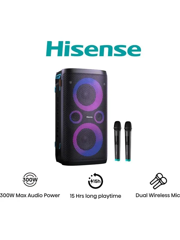 Hisense Party Storm - 300 W - Bluetooth - with 2 Microphones