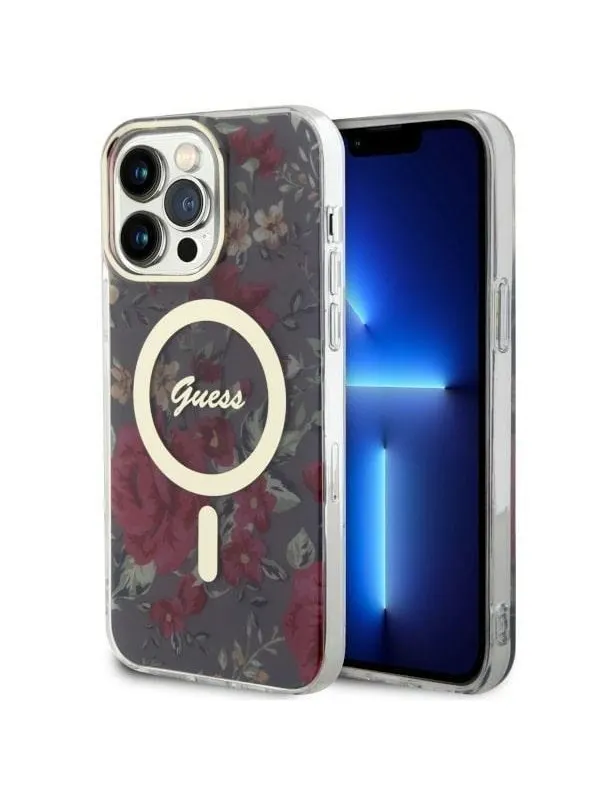 GUESS GUHMP14XHCFWSA iPhone 14 Pro Max 6.7" green/khaki hardcase Flower MagSafe
