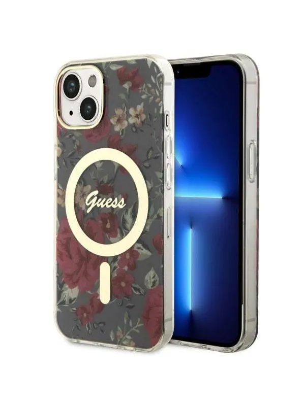 GUESS GUHMP14MHCFWSA iPhone 14 Plus 6.7" green/khaki hardcase Flower MagSafe