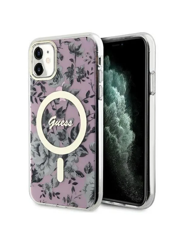 GUESS GUHMN61HCFWSP iPhone 11 / Xr 6.1" pink/pink hardcase Flower MagSafe
