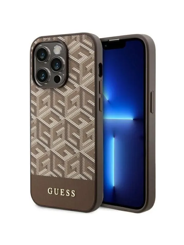 GUESS GUHMP14XHGCFSEW iPhone 14 Pro Max 6.7" brown/brown hard case GCube Stripes MagSafe