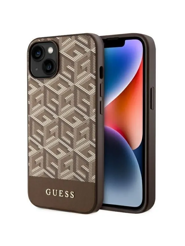 GUESS GUHMP14MHGCFSEW iPhone 14 Plus 6.7" brown/brown hard case GCube Stripes MagSafe