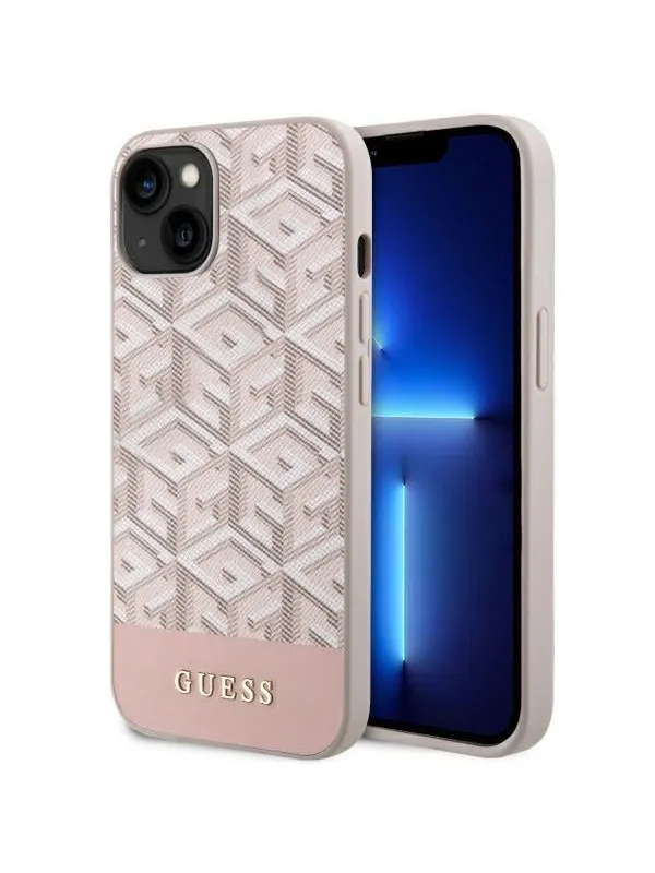 GUESS GUHMP14MHGCFSEP iPhone 14 Plus 6.7" pink/pink hard case GCube Stripes MagSafe