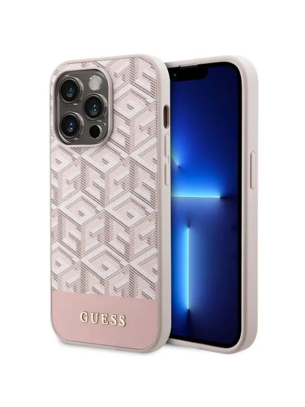GUESS GUHMP14LHGCFSEP iPhone 14 Pro 6.1" pink/pink hard case GCube Stripes MagSafe