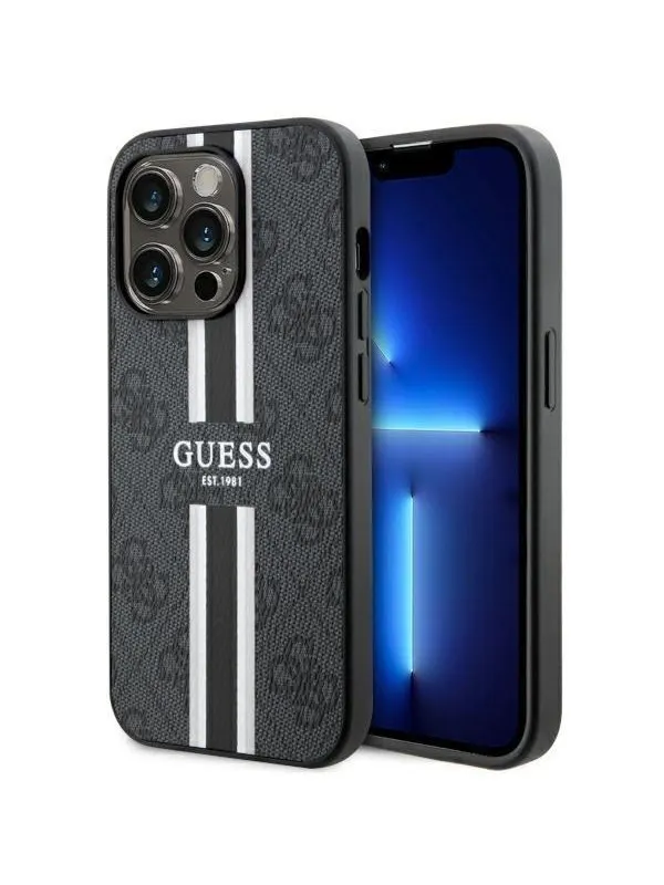 GUESS GUHMP14LP4RPSK iPhone 14 Pro 6.1" black/black hardcase 4G Printed Stripes MagSafe