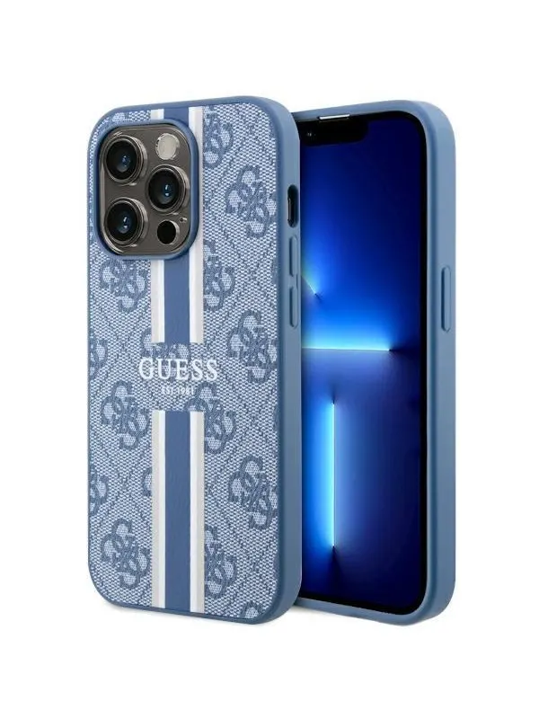 GUESS GUHMP14LP4RPSB iPhone 14 Pro 6.1" blue/blue hardcase 4G Printed Stripes MagSafe
