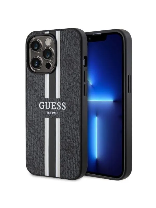 GUESS GUHMP13LP4RPSK iPhone 13 Pro / 13 6.1" black/black hardcase 4G Printed Stripes MagSafe