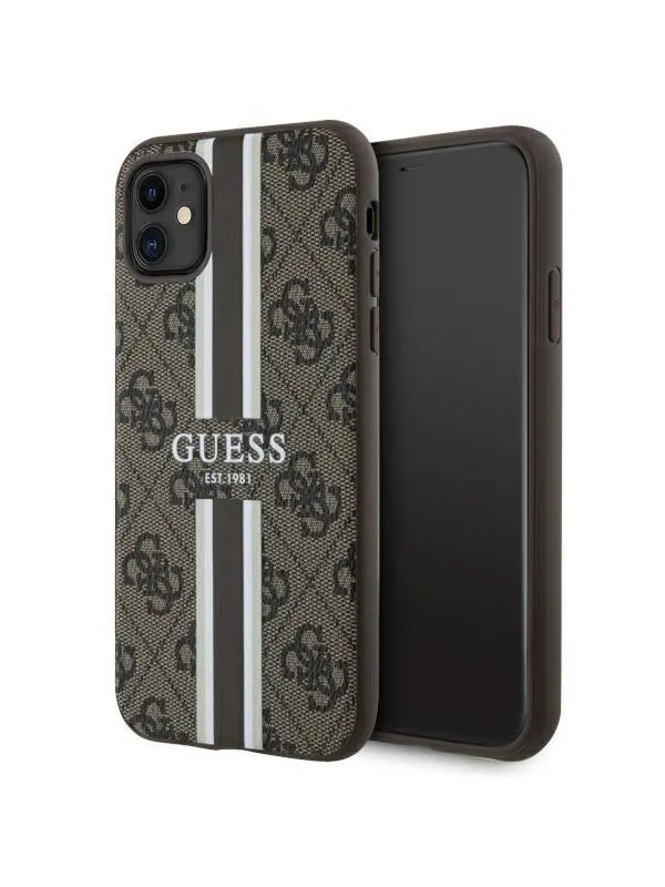 GUESS GUHMN61P4RPSW iPhone 11 / Xr brown/brown hardcase 4G Printed Stripes MagSafe
