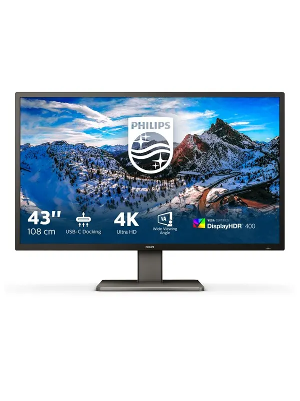 43" Philips 439P1/00 - 3840x2160 (4K) - 60Hz - VA - 15W USB-C - KVM switch