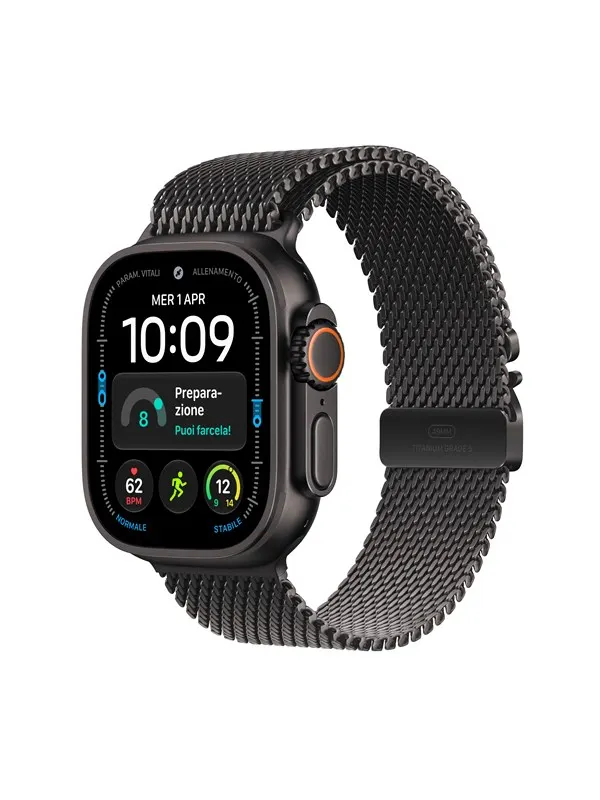 Apple Watch Ultra 4 GPS + Cellular 49mm Black Titanium Case with Black Titanium Milanese Loop - M