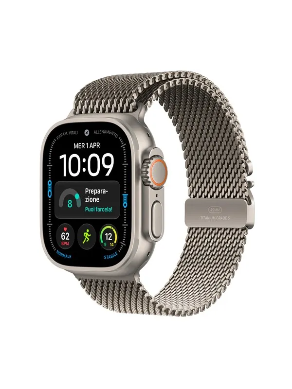 Apple Watch Ultra 4 GPS + Cellular 49mm Natural Titanium Case with Natural Titanium Milanese Loop - S