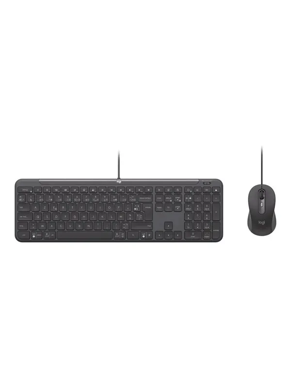 Logitech Signature Slim Wired Combo MK620 for Business - Tastatur & Mus set - Fransk - Grå
