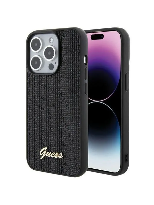 GUESS Disco Metal Script case for iPhone 15 Pro - black