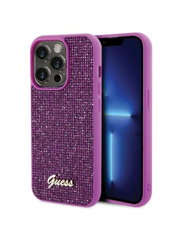 GUESS Disco Metal Script case for iPhone 15 Pro - pink