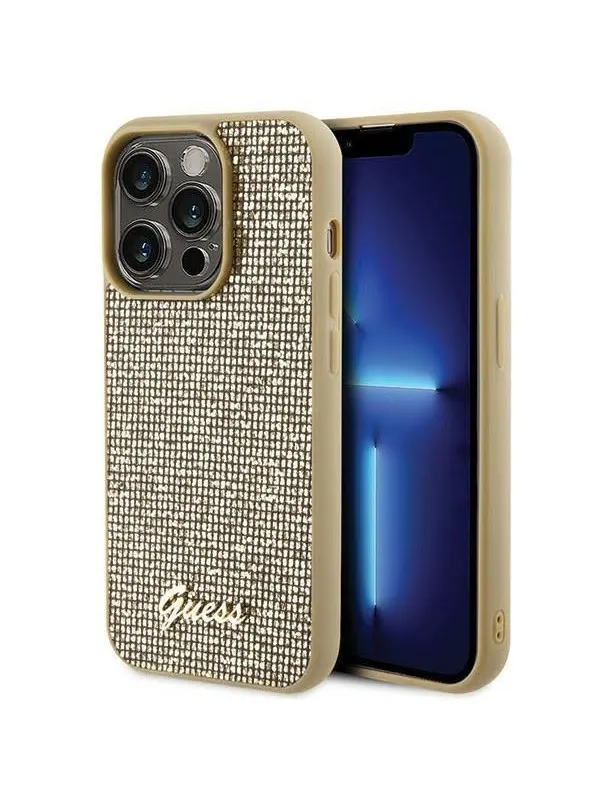 GUESS Disco Metal Script case for iPhone 15 Pro - gold