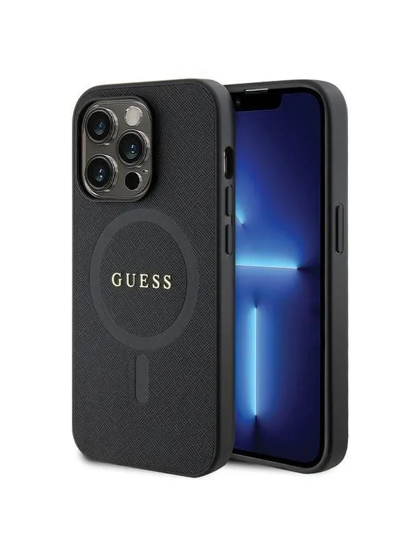 GUESS GUHMP14LPSAHMCK case for iPhone 14 Pro - black Saffiano MagSafe