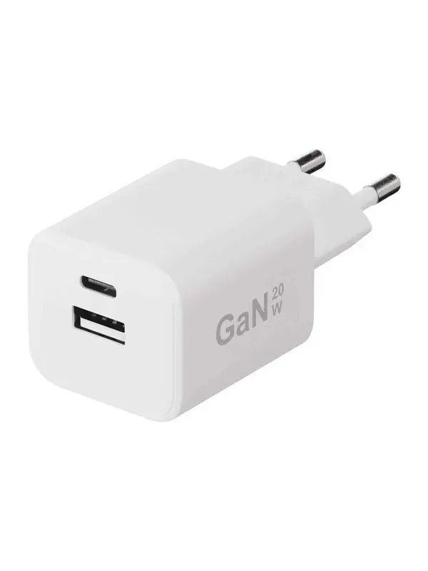 X2O 20W Dual Home Charger USB-C/A GaN - White