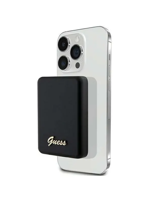 GUESS MagSafe Metal Script Logo induction power bank 15W 5000mAh - black - 5000 mAh