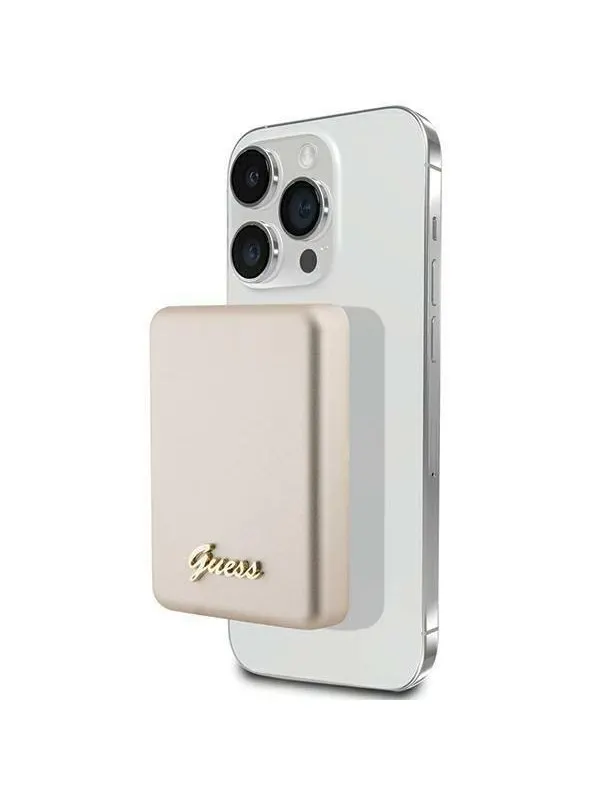 GUESS MagSafe Metal Script Logo induction power bank 15W 5000mAh - gold - 5000 mAh