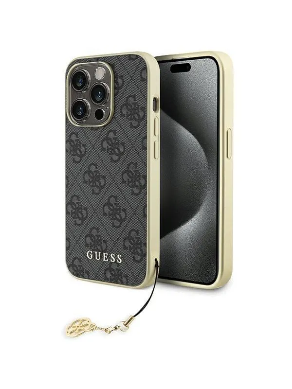GUESS GUHCP15LGF4GGR iPhone 15 Pro 6.1" gray/gray hardcase 4G Charms Collection