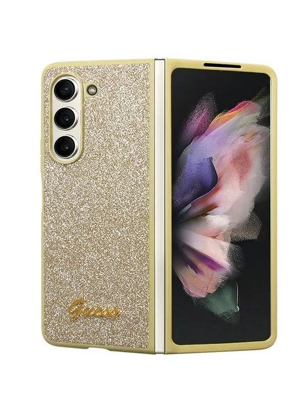 GUESS Glitter Script case for Samsung Galaxy Z Fold 5 - gold