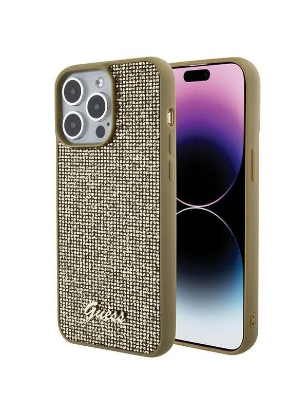 GUESS Disco Metal Script case for iPhone 15 Pro Max - gold