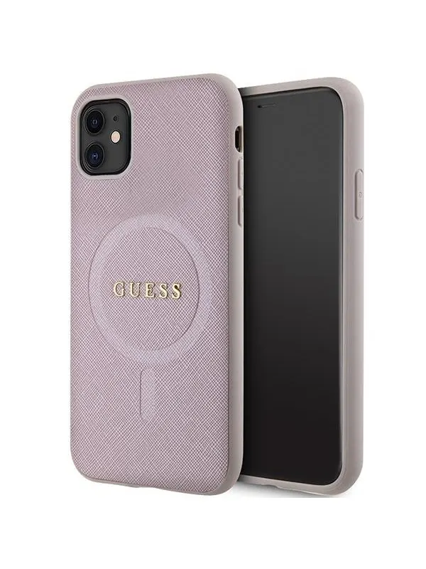 GUESS GUHMN61PSAHMCP case for iPhone 11 / Xr - pink Saffiano MagSafe