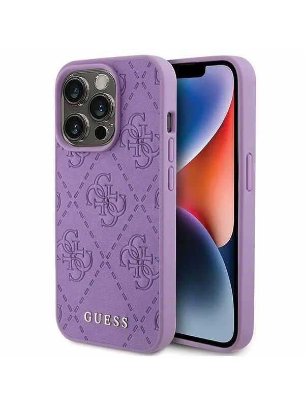 GUESS Leather 4G Stamped case for iPhone 15 Pro Max - purple
