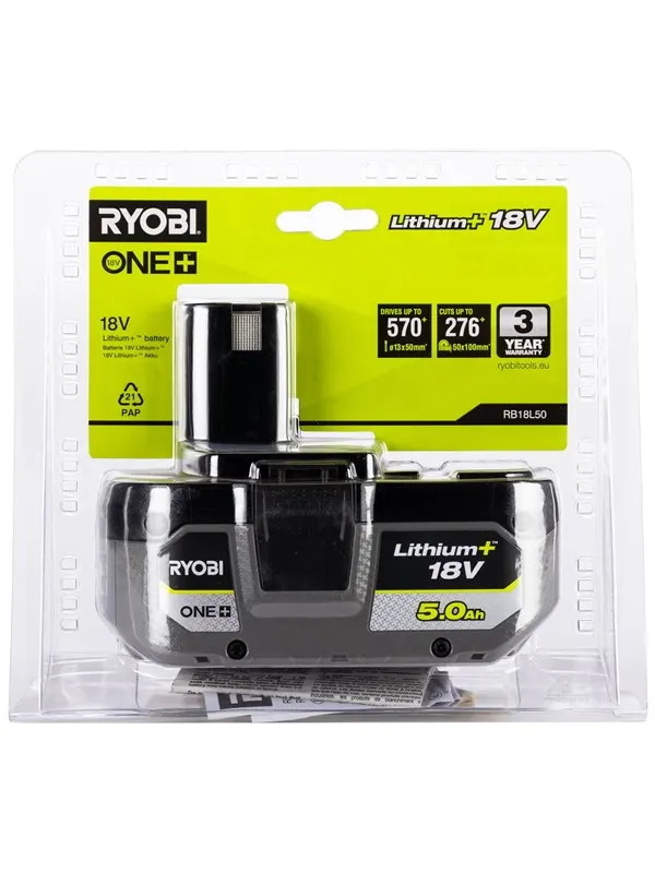 Ryobi 18V 5.0 Ah Lithium+ Battery RB18L50
