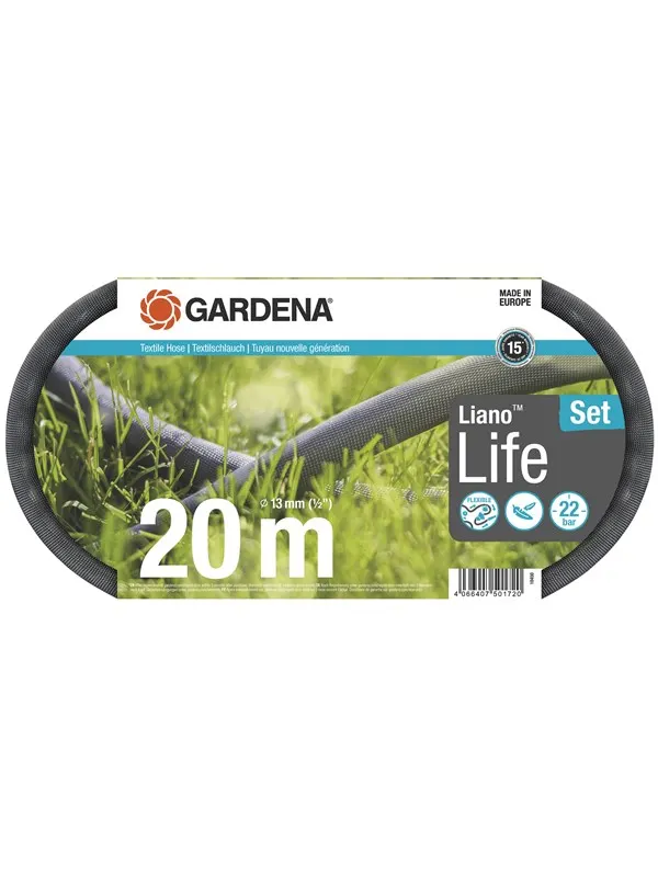 Gardena Textilslang Liano™ Life 20 m 1/2" Set