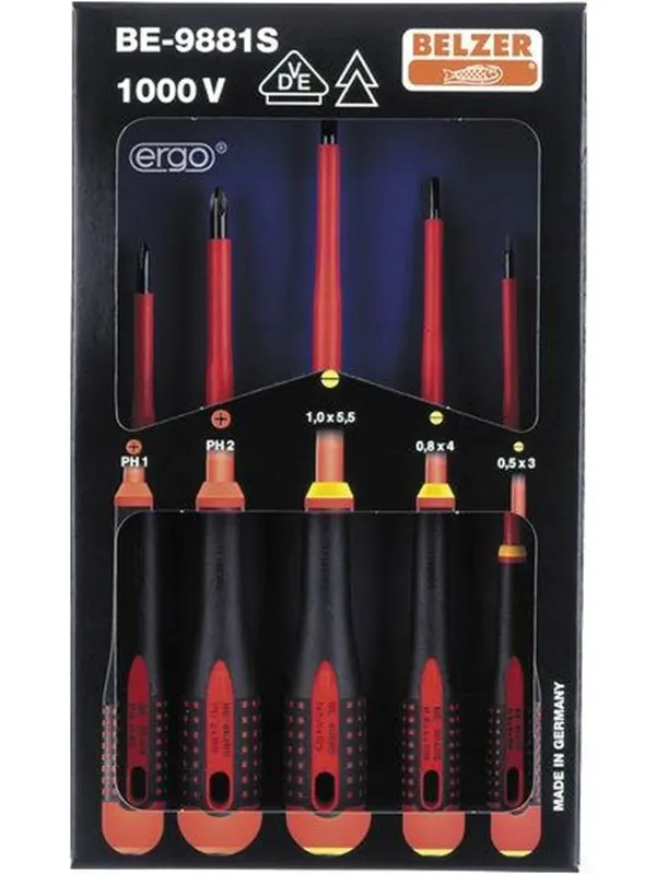 BAHCO Ergo Electrician Screwdriver set 5-piece Slot Phillips
