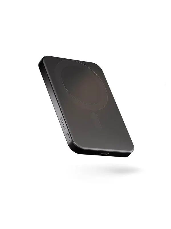 ZENS Slim Qi2 Aluminium Powerbank 5000 mAh - Black - 5000 mAh