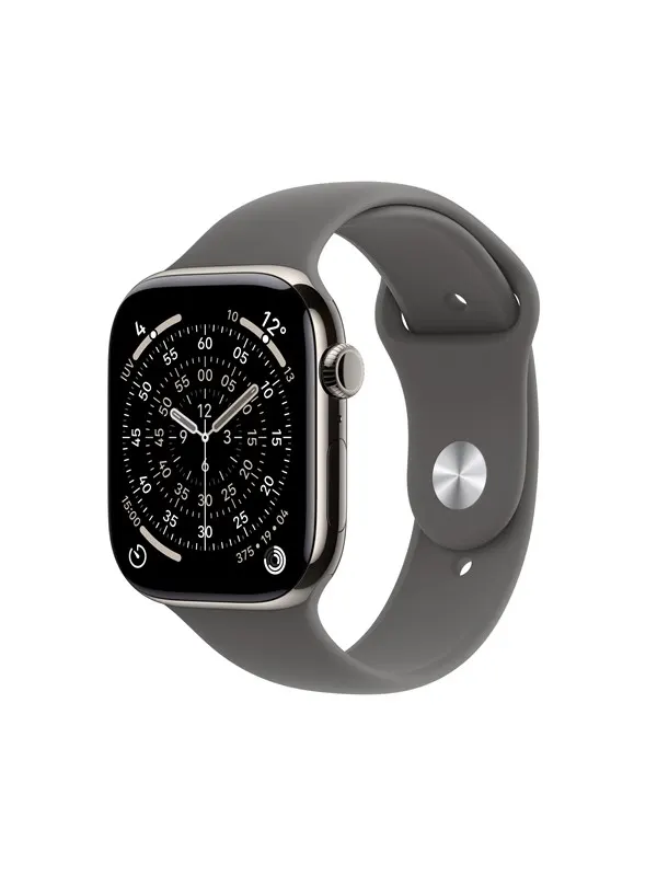 Apple Watch Series 11 GPS + Cellular 42mm Natural Titanium Case with Stone Grey Sport Band - M/L