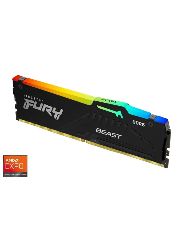 Kingston FURY Beast RGB DDR5-5600 - 32GB - CL40 - Single Channel (1 pcs) - AMD EXPO - Svart