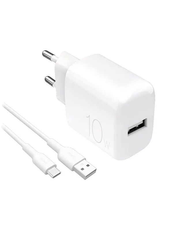 Puro PROLITE 10W USB-A wall charger + USB-A - USB-C cable 1.2m - white