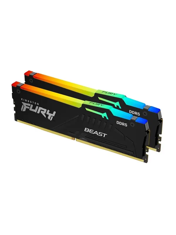 Kingston FURY Beast RGB DDR5-5200 - 16GB - CL40 - Dual Channel (2 pcs) - Intel XMP - Svart med RGB