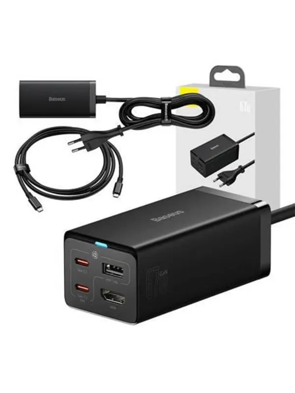 Baseus Wall charger GaN5 Pro 2xUSB-C + USB + HDMI 67W (black)