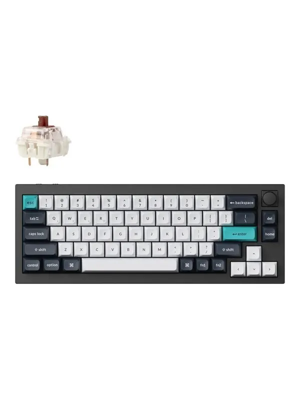 Keychron Q2 MAX - Knob Wireless Tri-Mode QMK/VIA - Gateron Jupiter Brown - Gaming Keyboard - Utan numpad - Nordisk - Svart