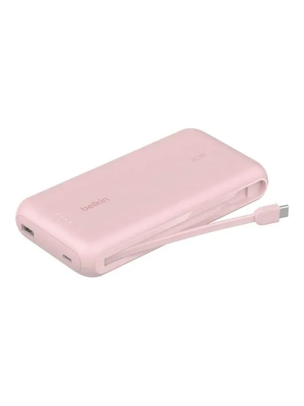 Belkin BoostCharge power bank - with integrated cable - 2 x USB-C USB - 30 Watt - MFI Certified - 20000 mAh