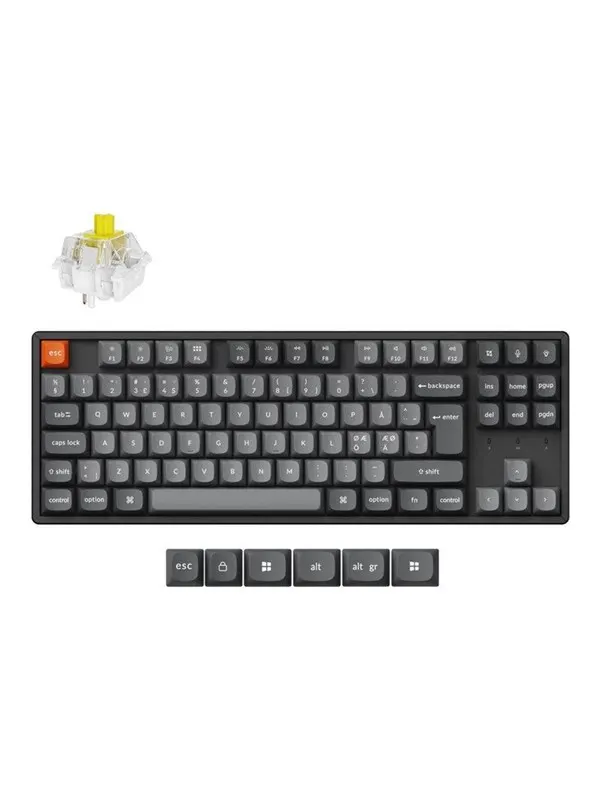 Keychron K8 MAX QMK/VIA Wireless Tri-Mode - Super Banana - Gaming Keyboard - Utan numpad - Nordisk - Svart