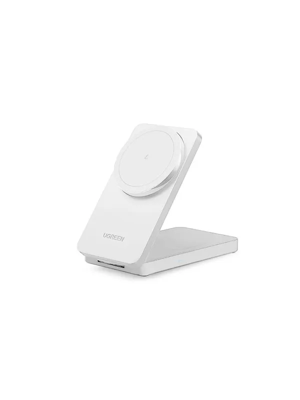 UGREEN Qi2 15w 2-In-1 Wireless Charger Magsafe Fast Charging Station White