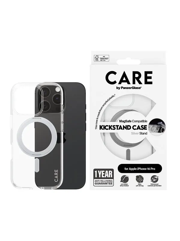 CARE by PanzerGlass Case Feature Silver Kickstand &amp; MagSafe iPhone 16 Pro