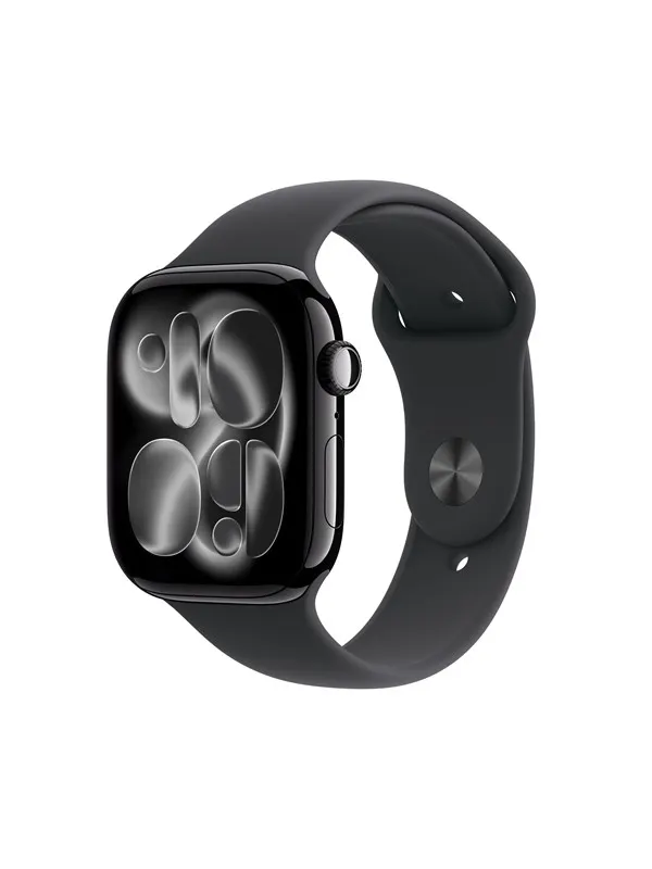 Apple Watch Series 11 GPS + Cellular 46mm Jet Black Aluminium Case with Black Sport Band - M/L