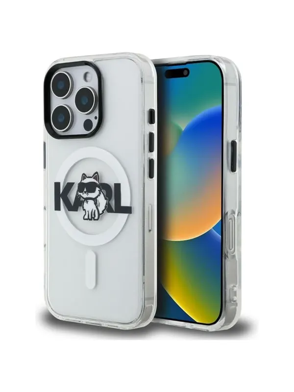 Karl Lagerfeld IML Choupette Sketch Logo MagSafe Case for iPhone 16 Pro - Clear
