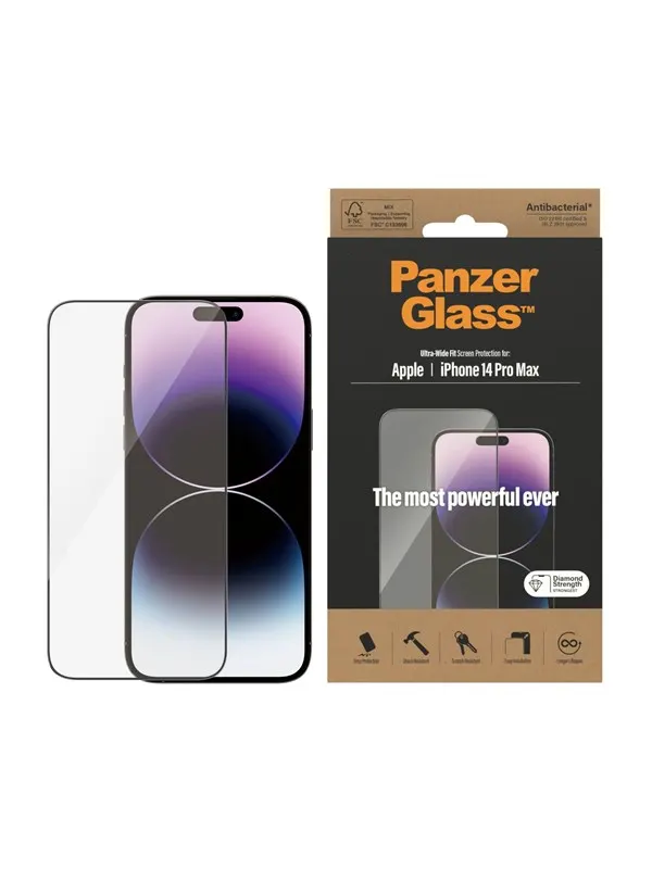 PanzerGlass Screen Protector Apple iPhone 14 Pro Max | Ultra-Wide Fit